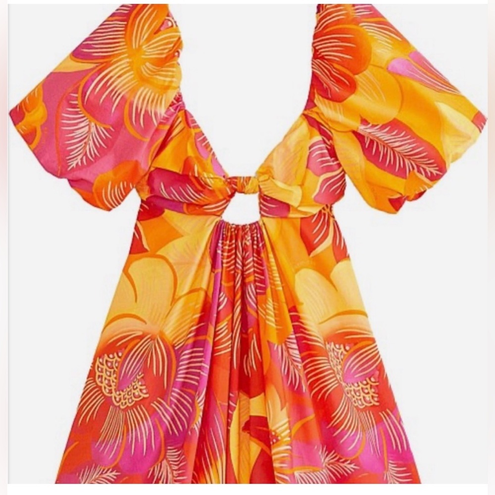 FarmRio Vibrant Floral Puff Sleeve Dress - Picture 3 of 4